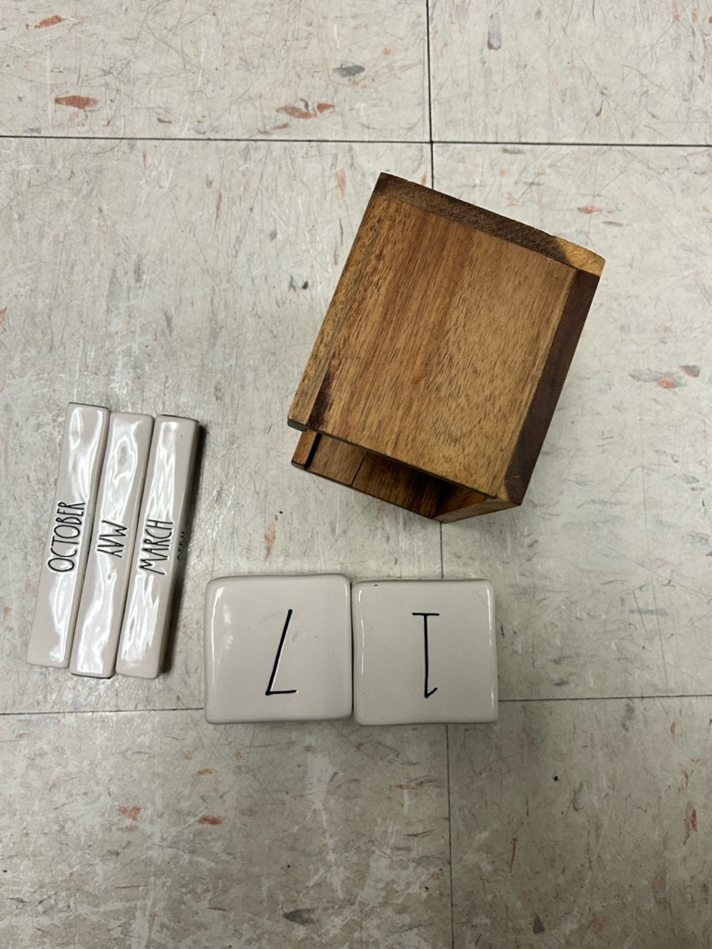 Rae Dunn Perpetual Desk Calendar | Farmhouse Wood Block Calendar | Magenta - Picture 10 of 11